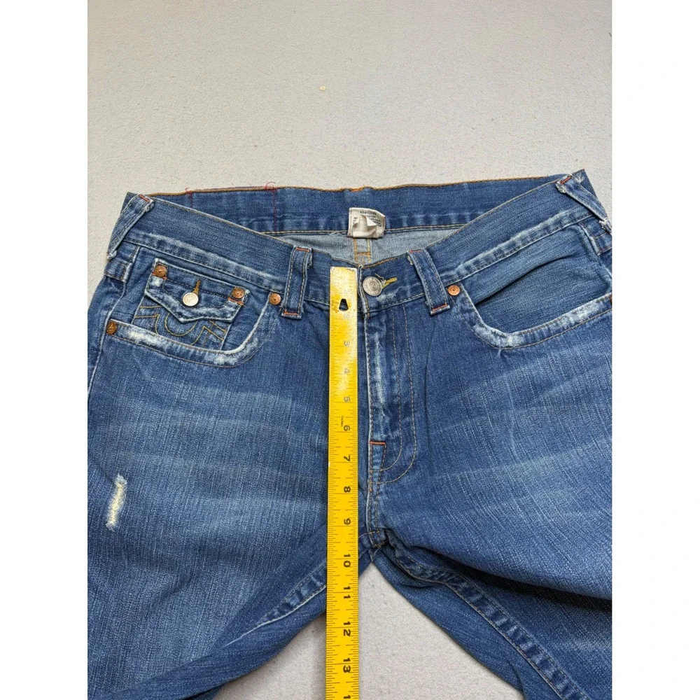 True Religion Jeans Mens 36 Joey Blue Flare Leg Horseshoe Stitch Made in USA